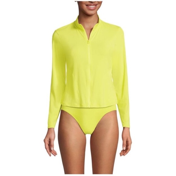 NWOT Lands End Yellow Rash Gaurd/Coverup Quarter Zip - Picture 1 of 8